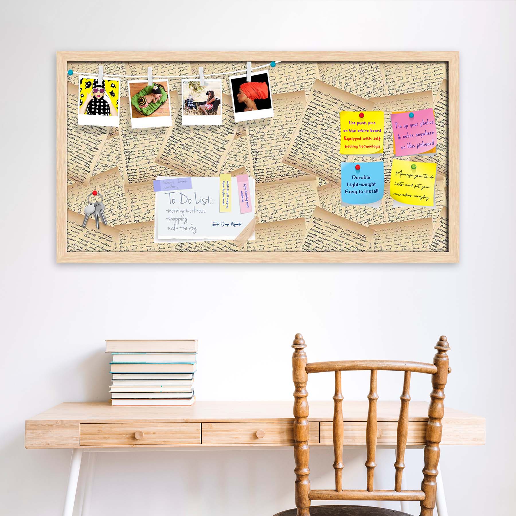 Vintage Handwriting Letter Bulletin Board Notice Pin Board Soft Board | Framed