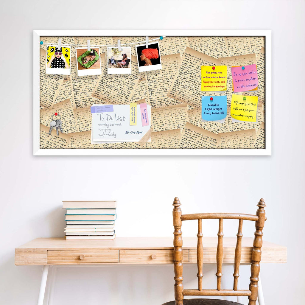 Vintage Handwriting Letter Bulletin Board Notice Pin Board Soft Board | Framed