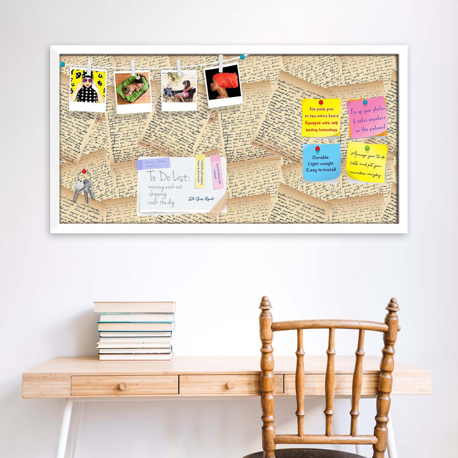 Vintage Handwriting Letter Bulletin Board Notice Pin Board Soft Board | Framed