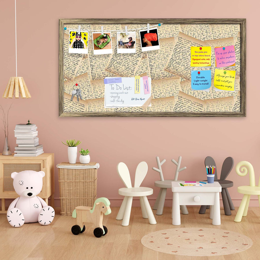 Vintage Handwriting Letter Bulletin Board Notice Pin Board Soft Board | Framed