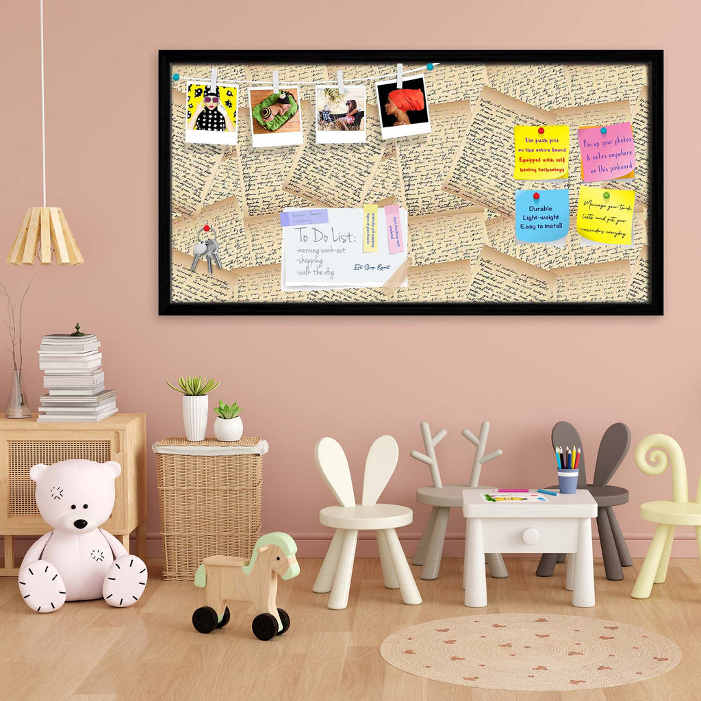 Vintage Handwriting Letter Bulletin Board Notice Pin Board Soft Board | Framed