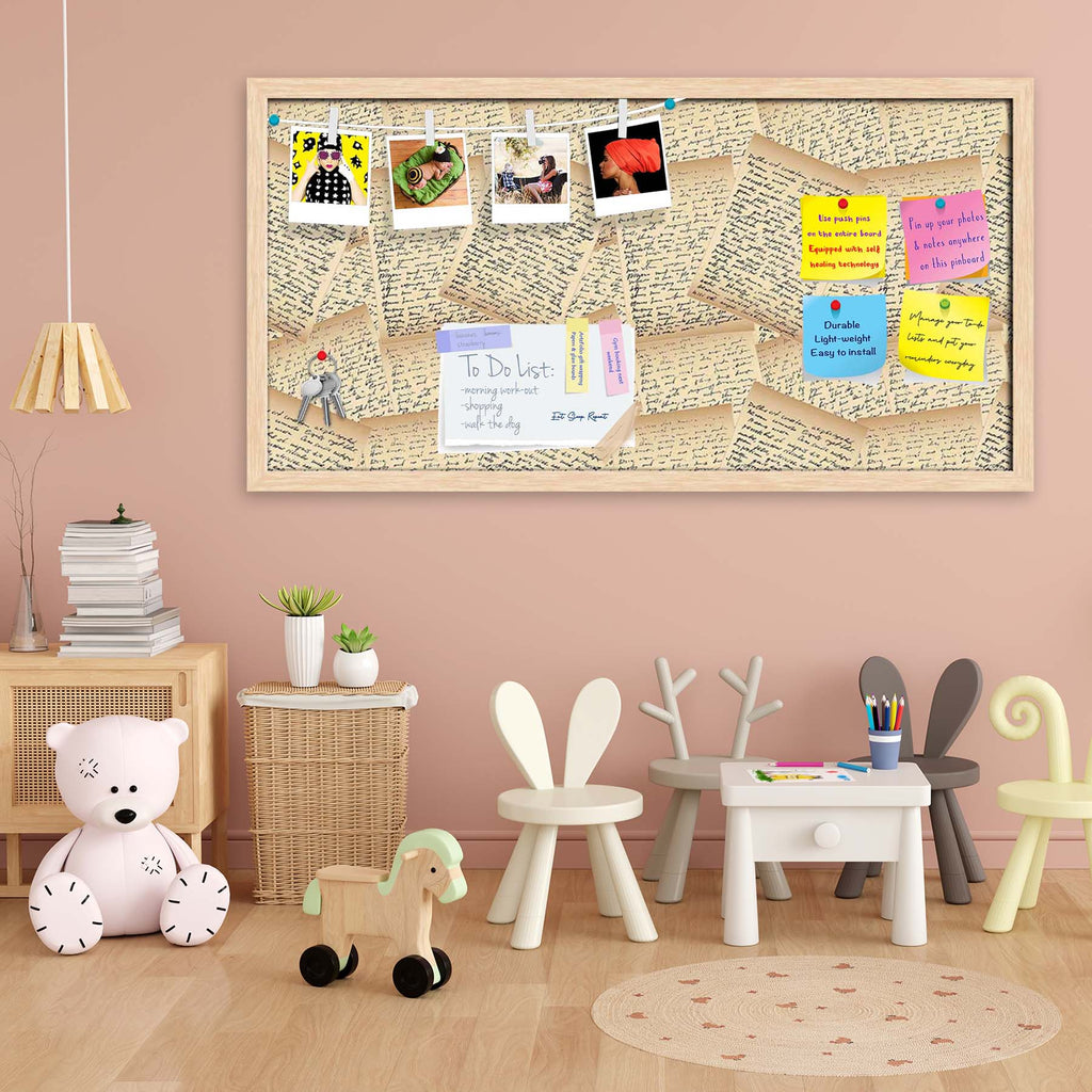 Vintage Handwriting Letter Bulletin Board Notice Pin Board Soft Board | Framed