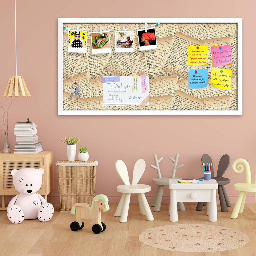 Vintage Handwriting Letter Bulletin Board Notice Pin Board Soft Board | Framed