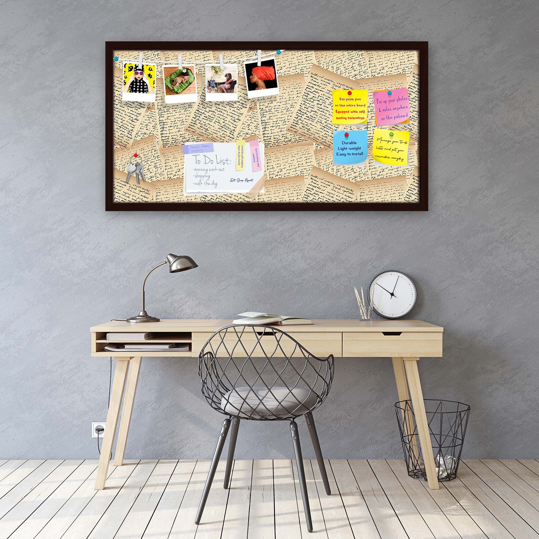 Vintage Handwriting Letter Bulletin Board Notice Pin Board Soft Board | Framed