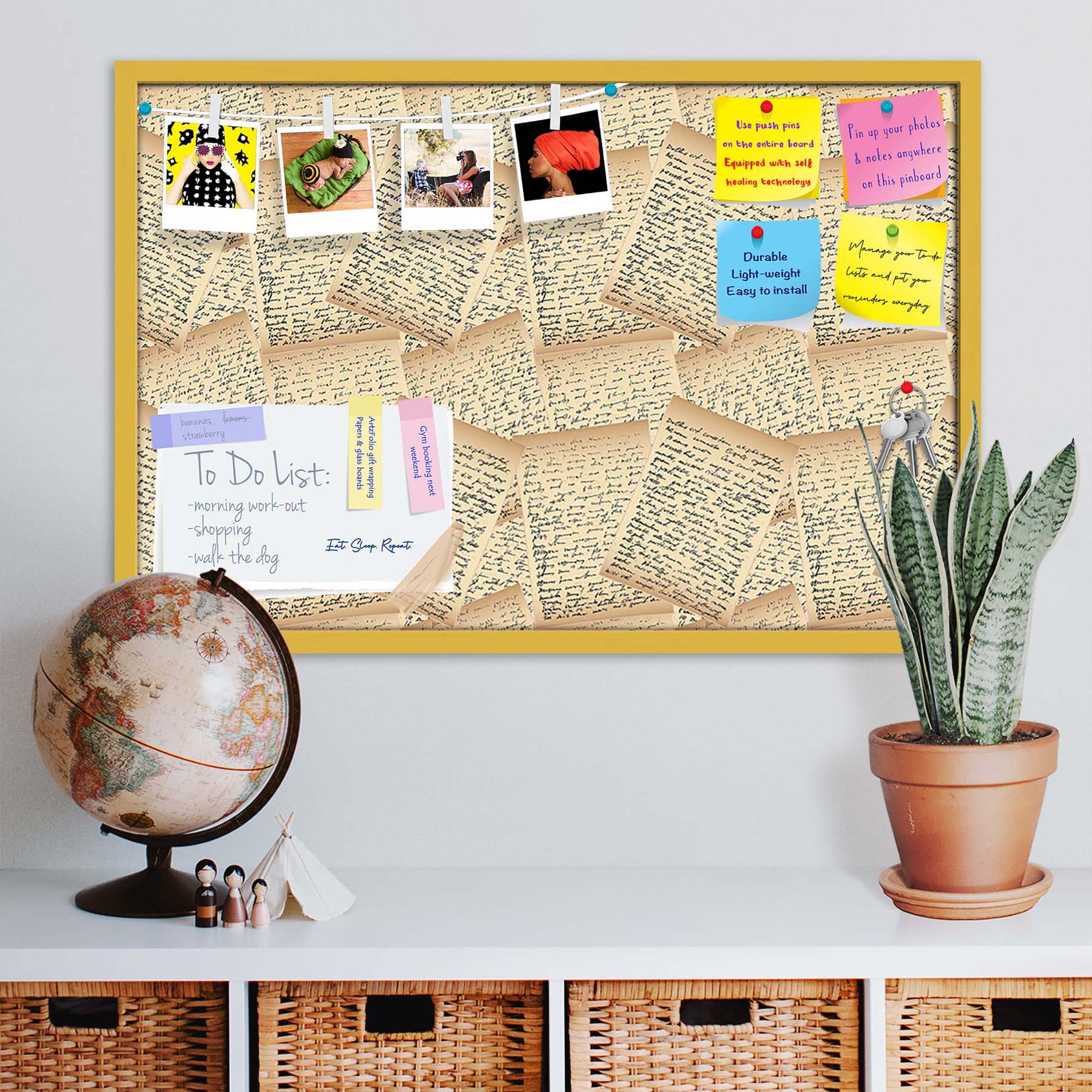 Vintage Handwriting Letter Bulletin Board Notice Pin Board Soft Board | Framed