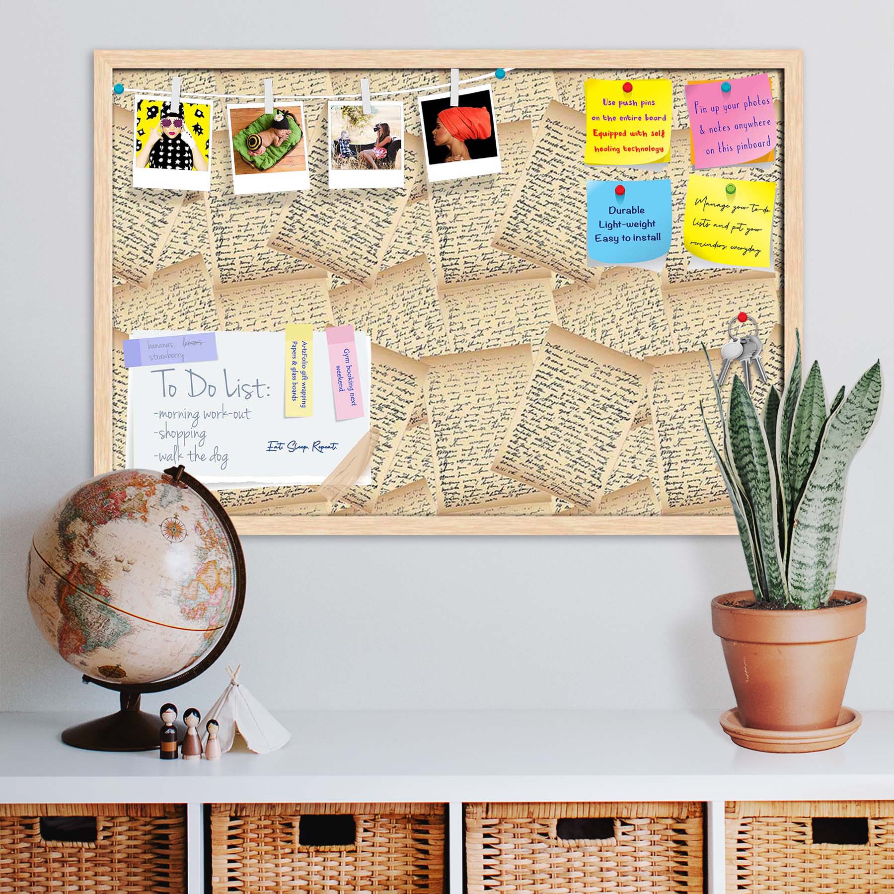 Vintage Handwriting Letter Bulletin Board Notice Pin Board Soft Board | Framed