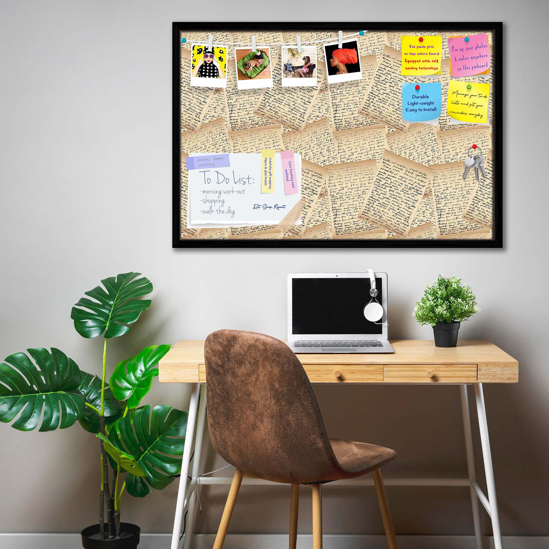 Vintage Handwriting Letter Bulletin Board Notice Pin Board Soft Board | Framed