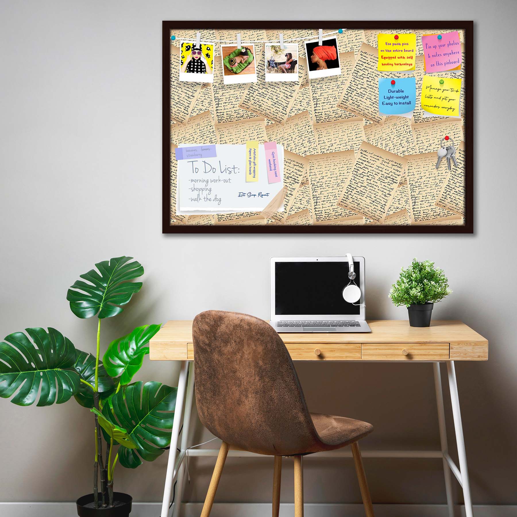 Vintage Handwriting Letter Bulletin Board Notice Pin Board Soft Board | Framed