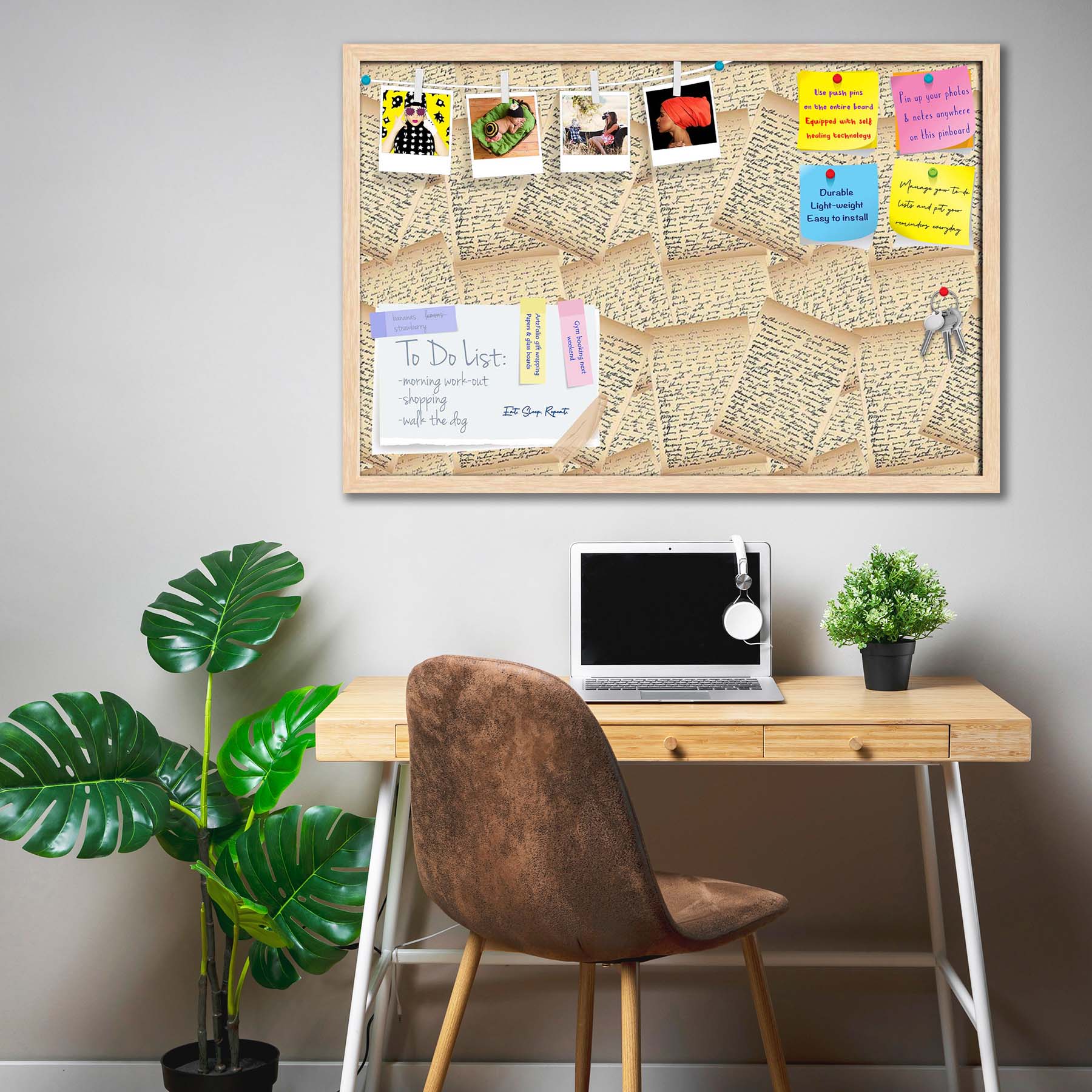 Vintage Handwriting Letter Bulletin Board Notice Pin Board Soft Board | Framed