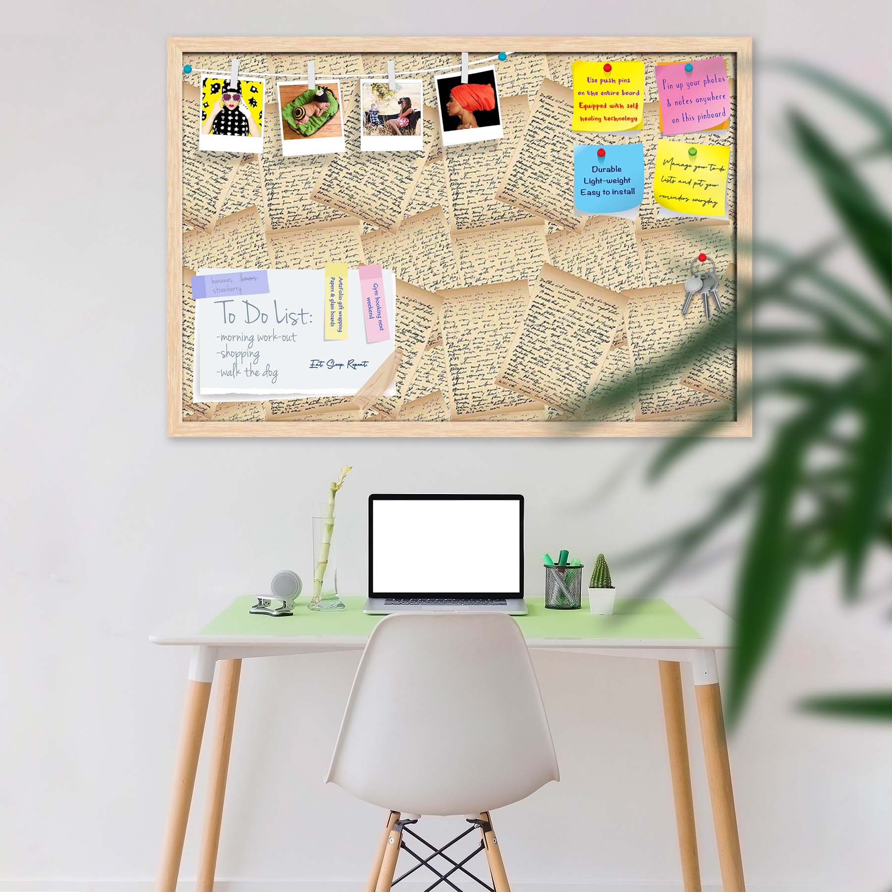 Vintage Handwriting Letter Bulletin Board Notice Pin Board Soft Board | Framed