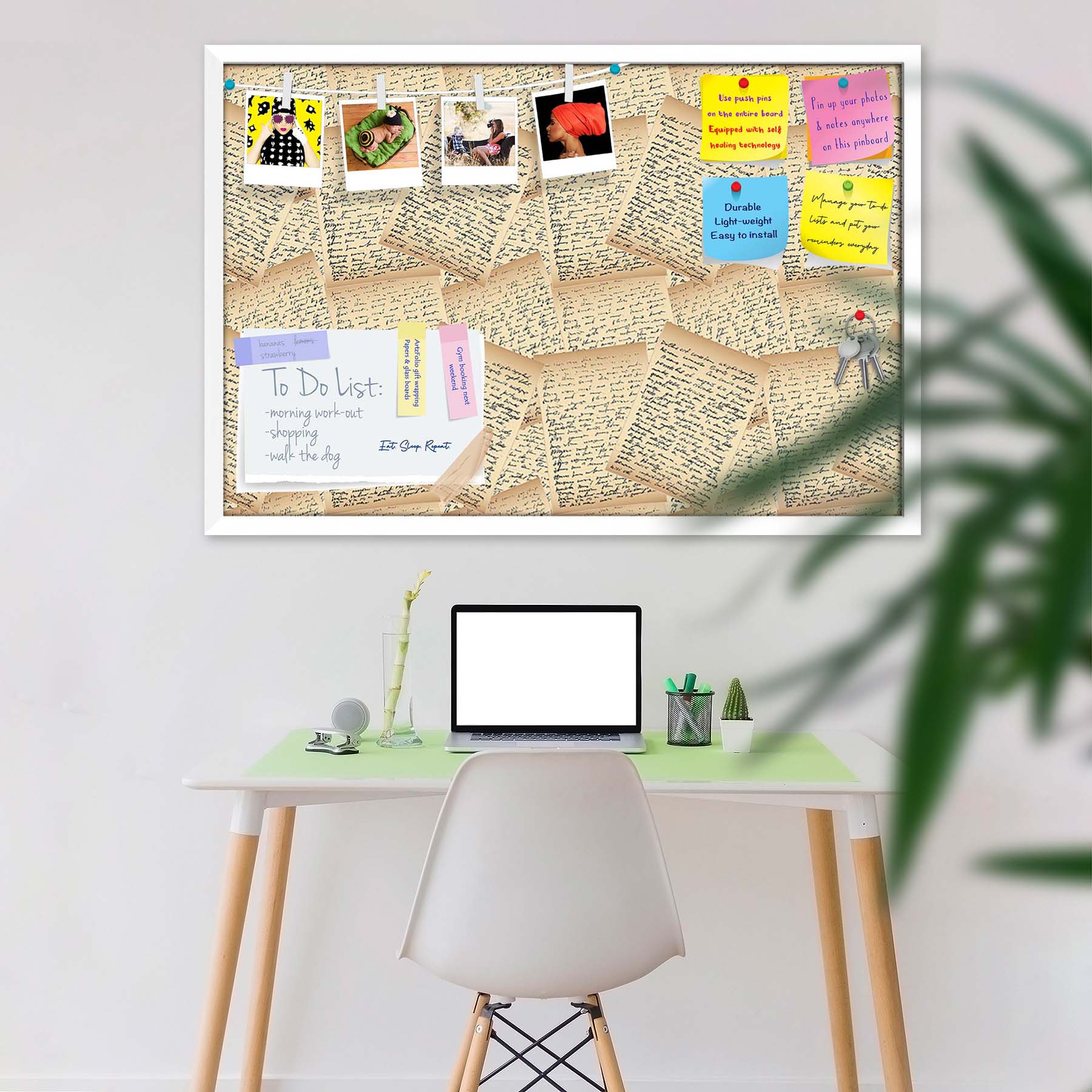 Vintage Handwriting Letter Bulletin Board Notice Pin Board Soft Board | Framed
