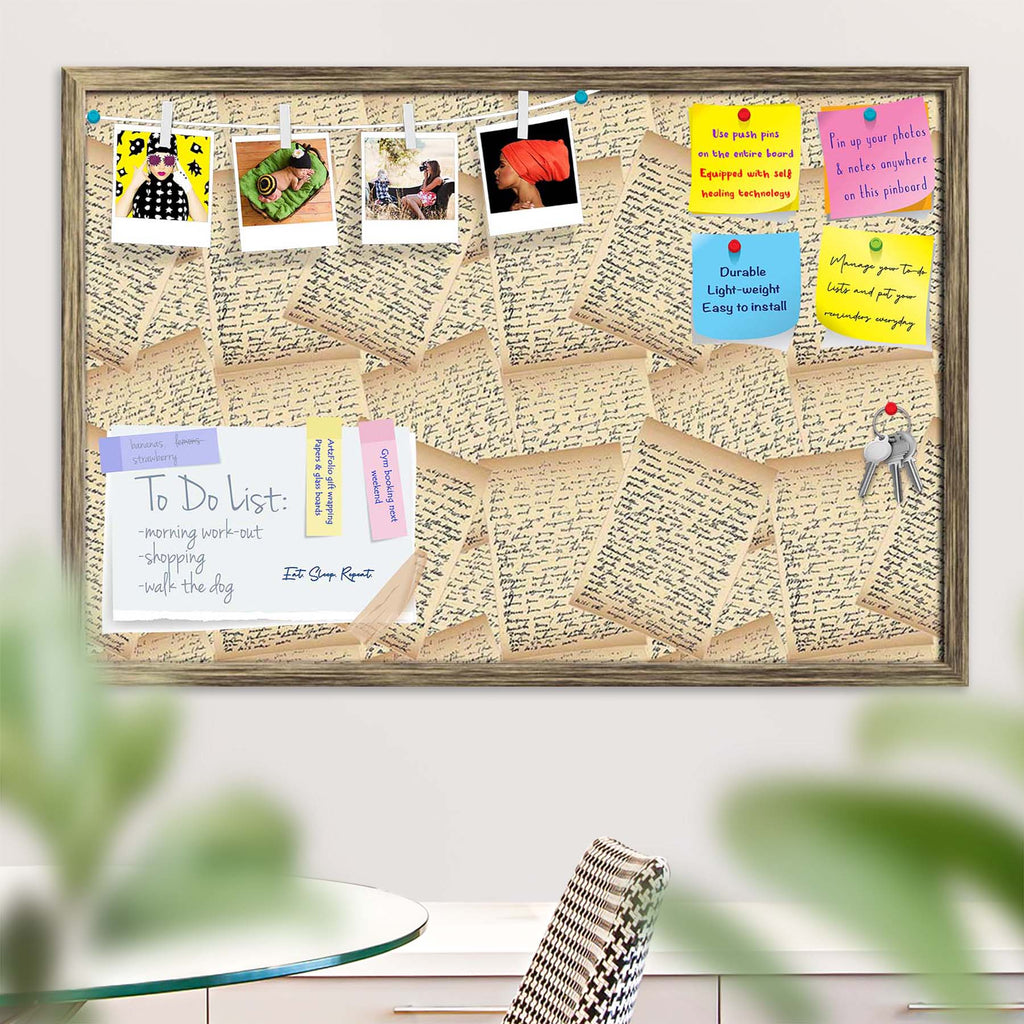 Vintage Handwriting Letter Bulletin Board Notice Pin Board Soft Board | Framed