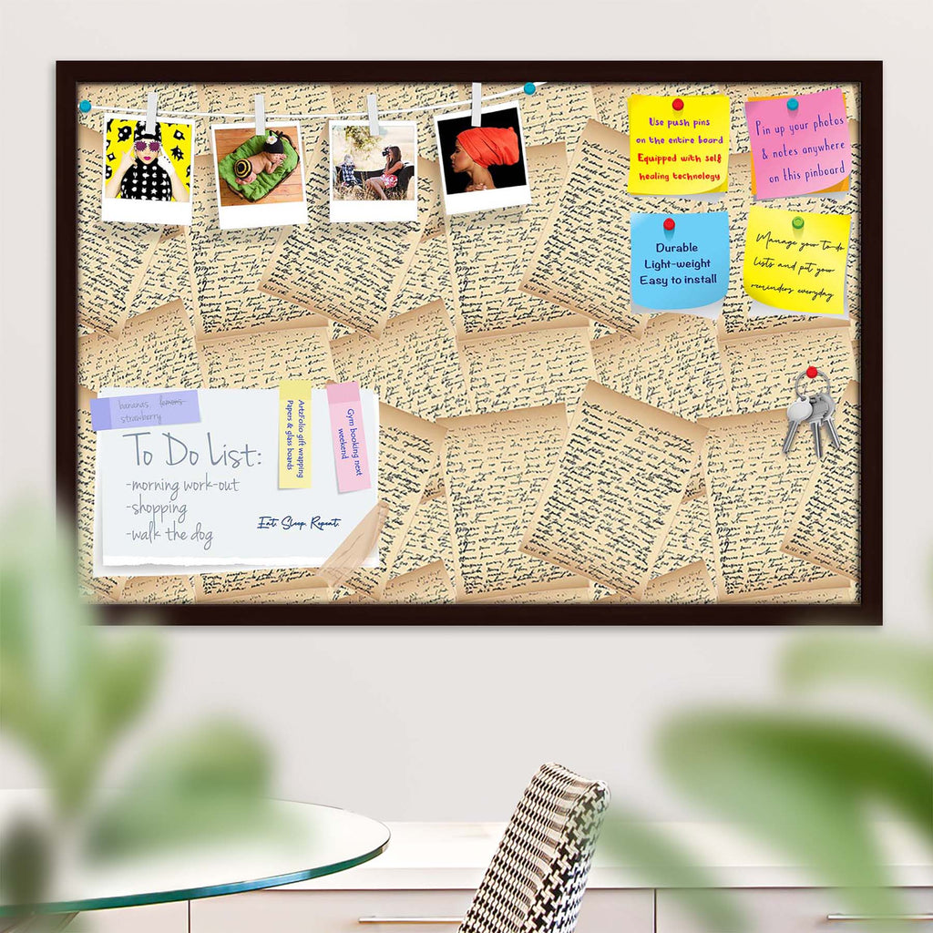 Vintage Handwriting Letter Bulletin Board Notice Pin Board Soft Board | Framed