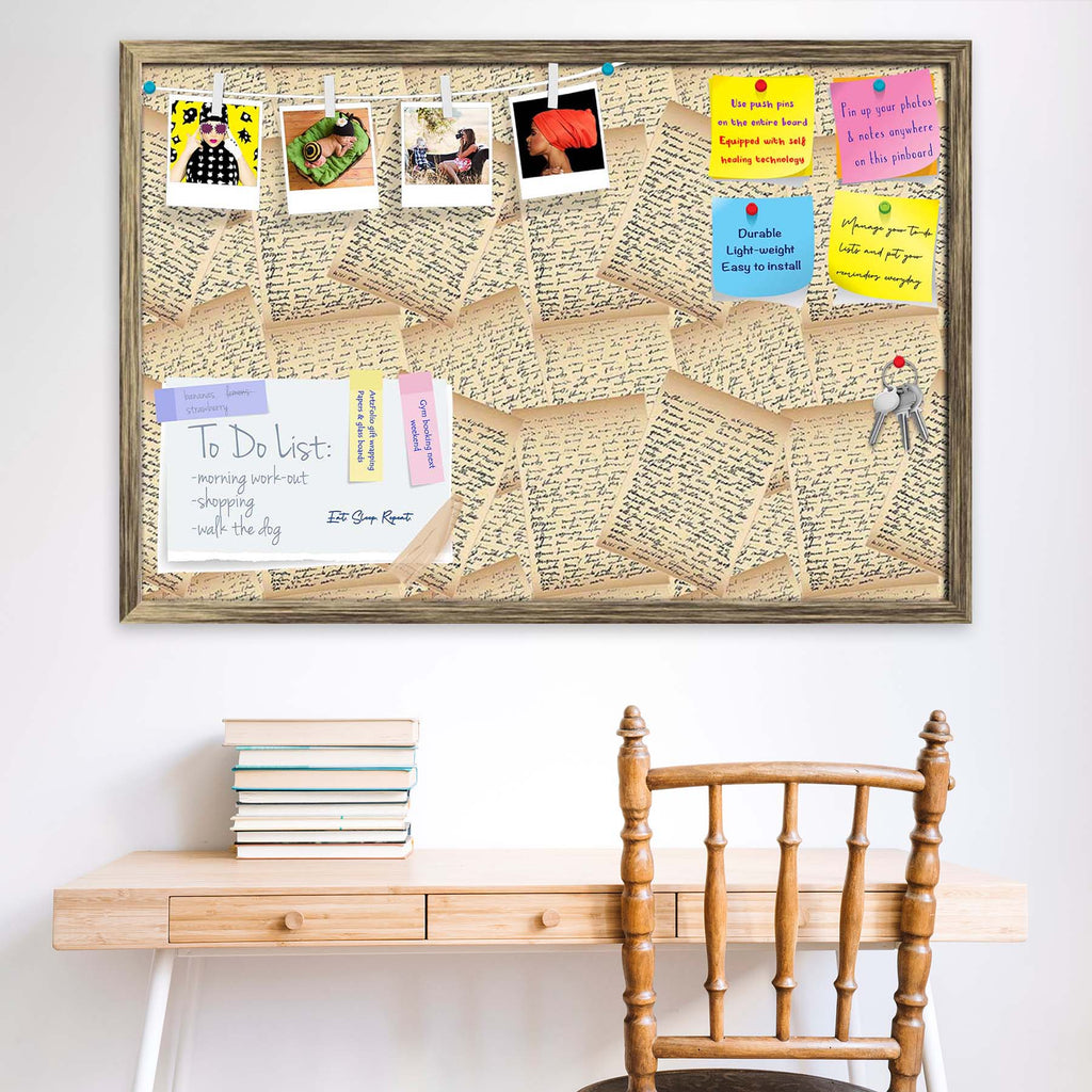 Vintage Handwriting Letter Bulletin Board Notice Pin Board Soft Board | Framed