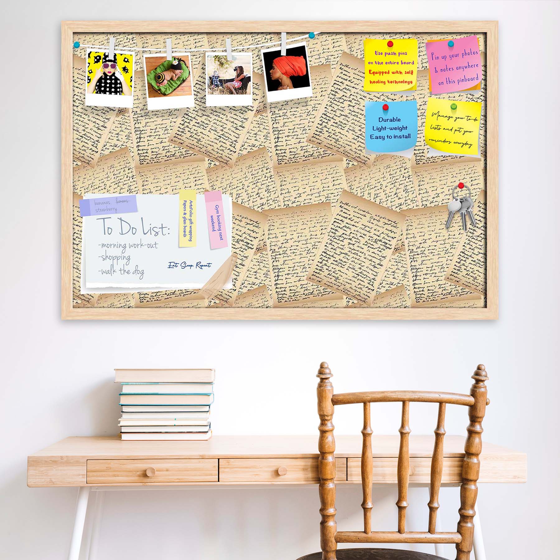 Vintage Handwriting Letter Bulletin Board Notice Pin Board Soft Board | Framed