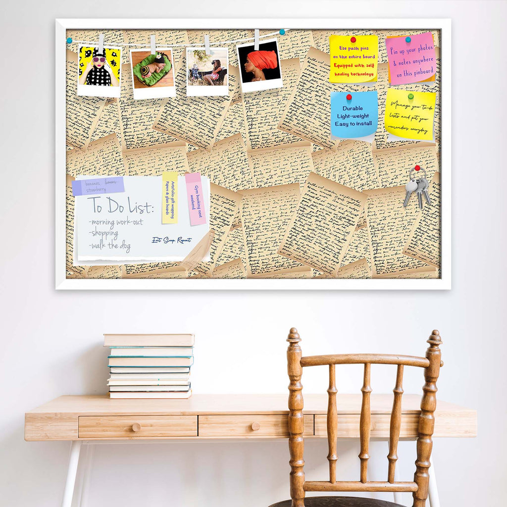 Vintage Handwriting Letter Bulletin Board Notice Pin Board Soft Board | Framed