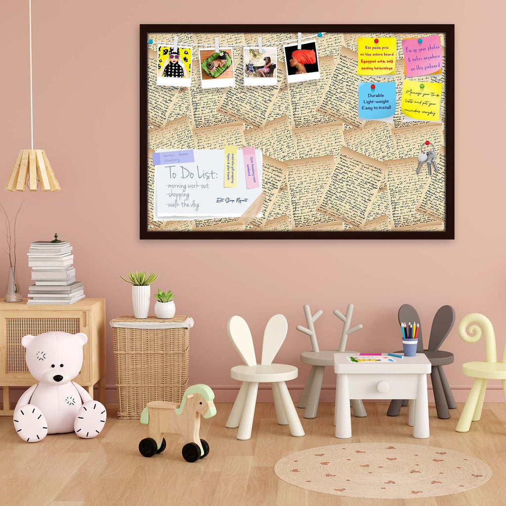 Vintage Handwriting Letter Bulletin Board Notice Pin Board Soft Board | Framed