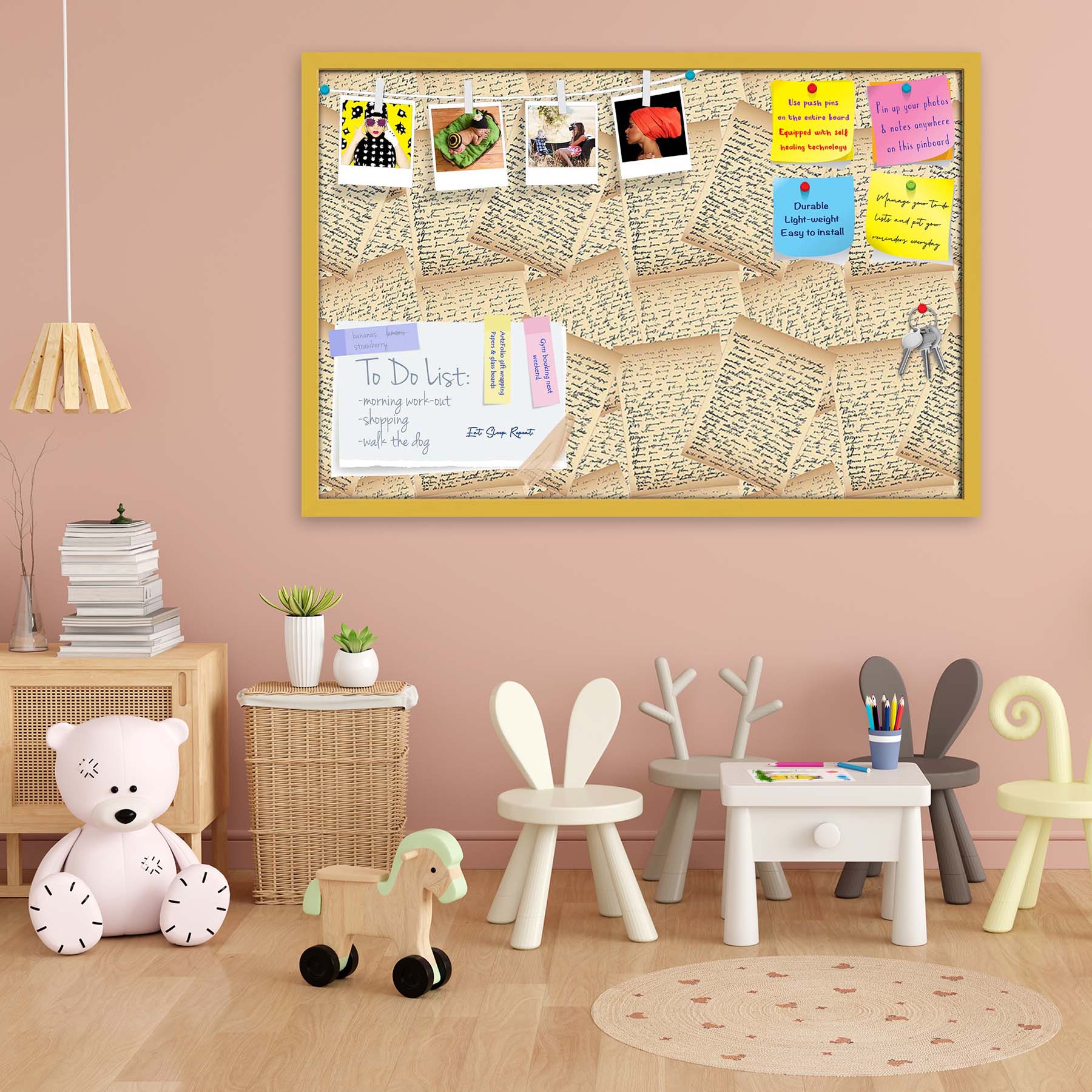 Vintage Handwriting Letter Bulletin Board Notice Pin Board Soft Board | Framed
