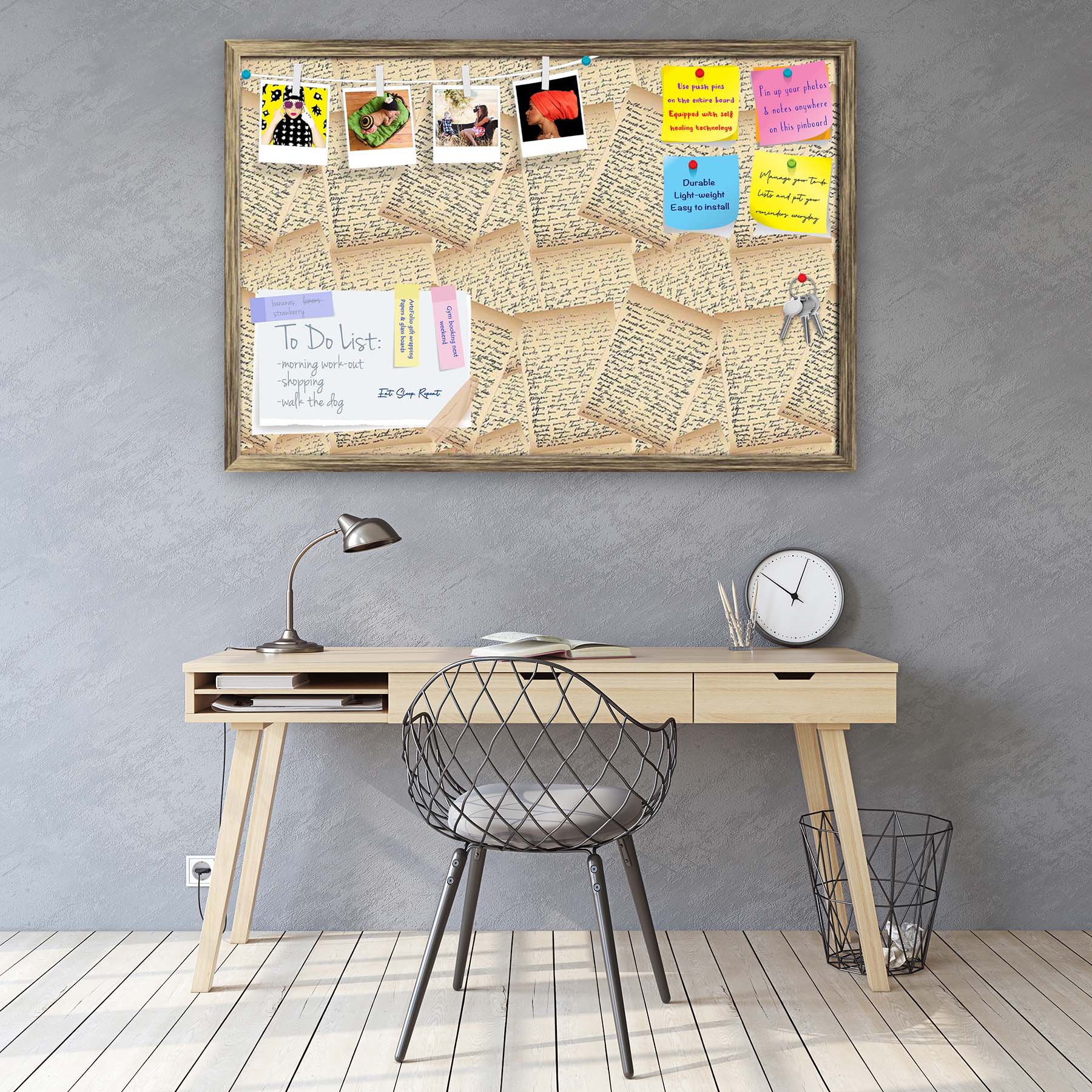 Vintage Handwriting Letter Bulletin Board Notice Pin Board Soft Board | Framed