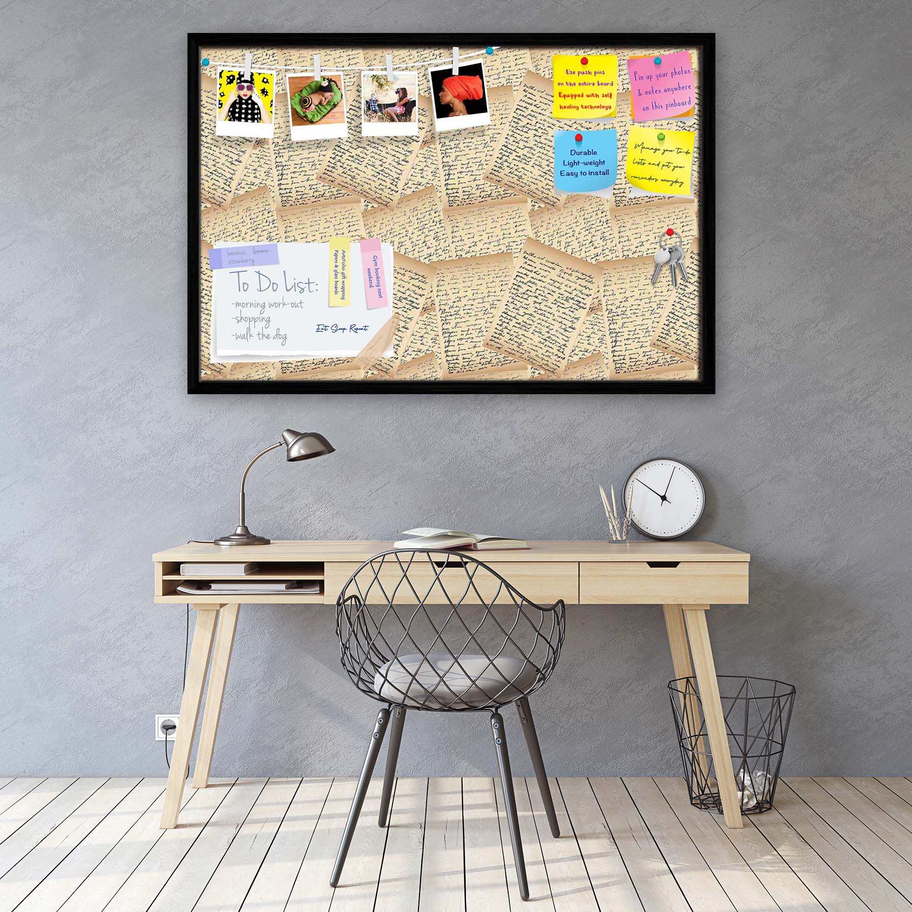 Vintage Handwriting Letter Bulletin Board Notice Pin Board Soft Board | Framed