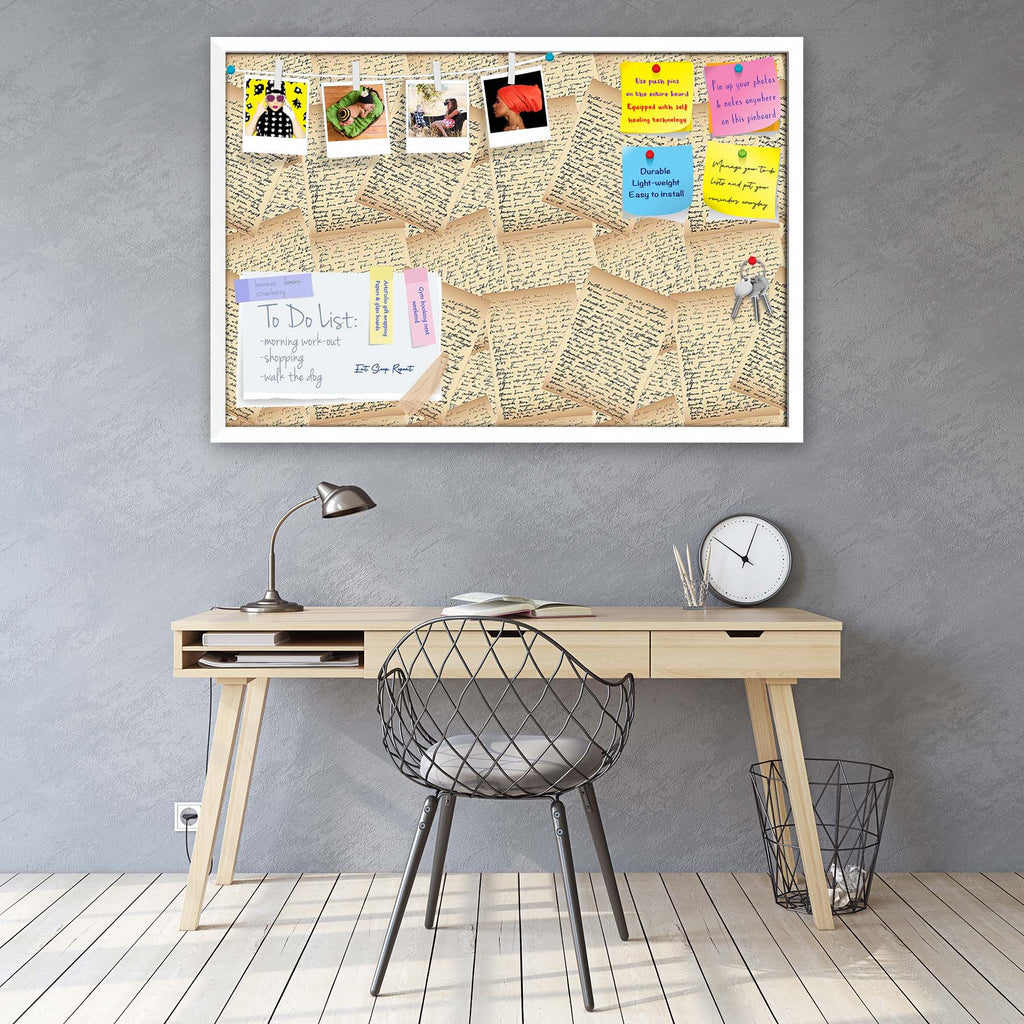 Vintage Handwriting Letter Bulletin Board Notice Pin Board Soft Board | Framed