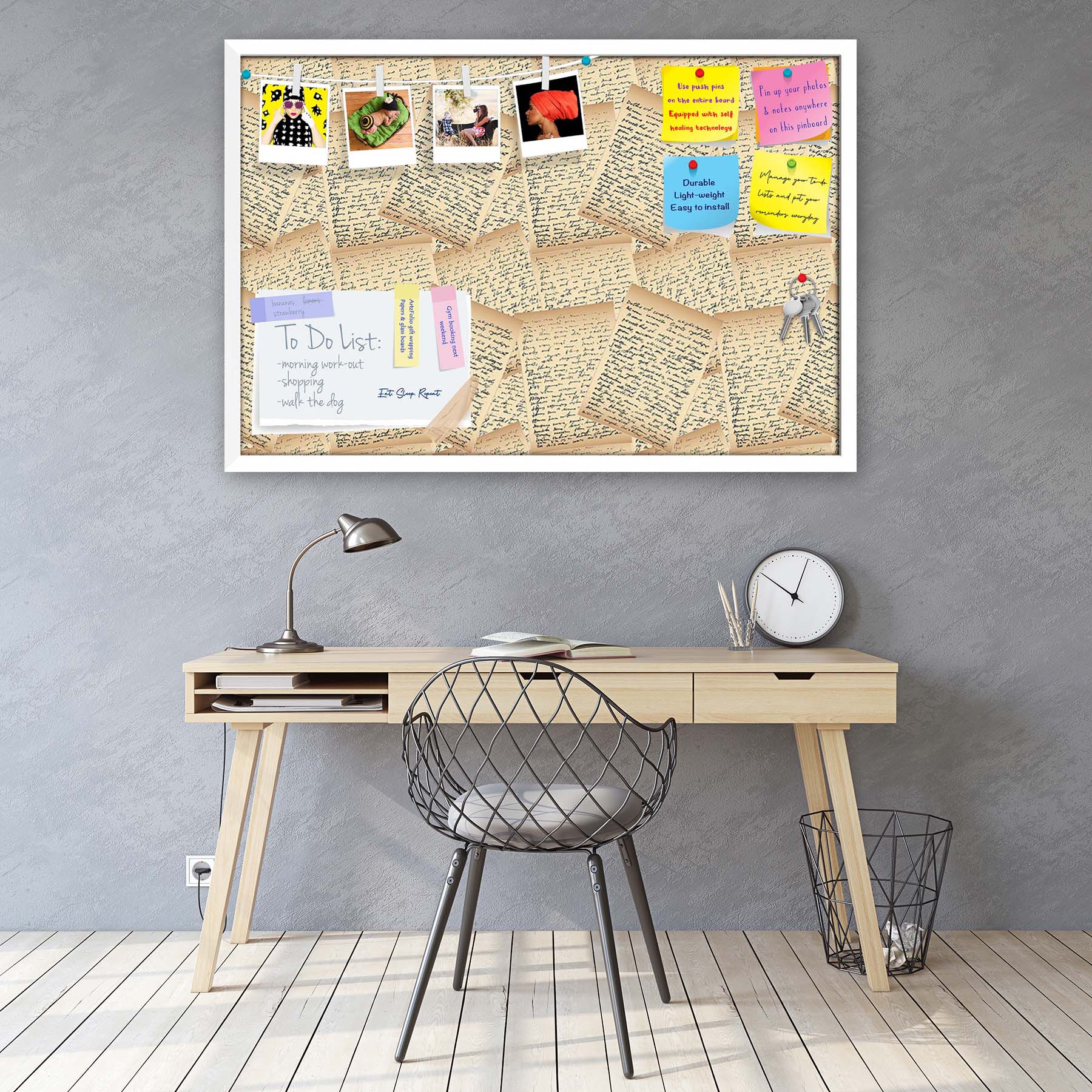 Vintage Handwriting Letter Bulletin Board Notice Pin Board Soft Board | Framed