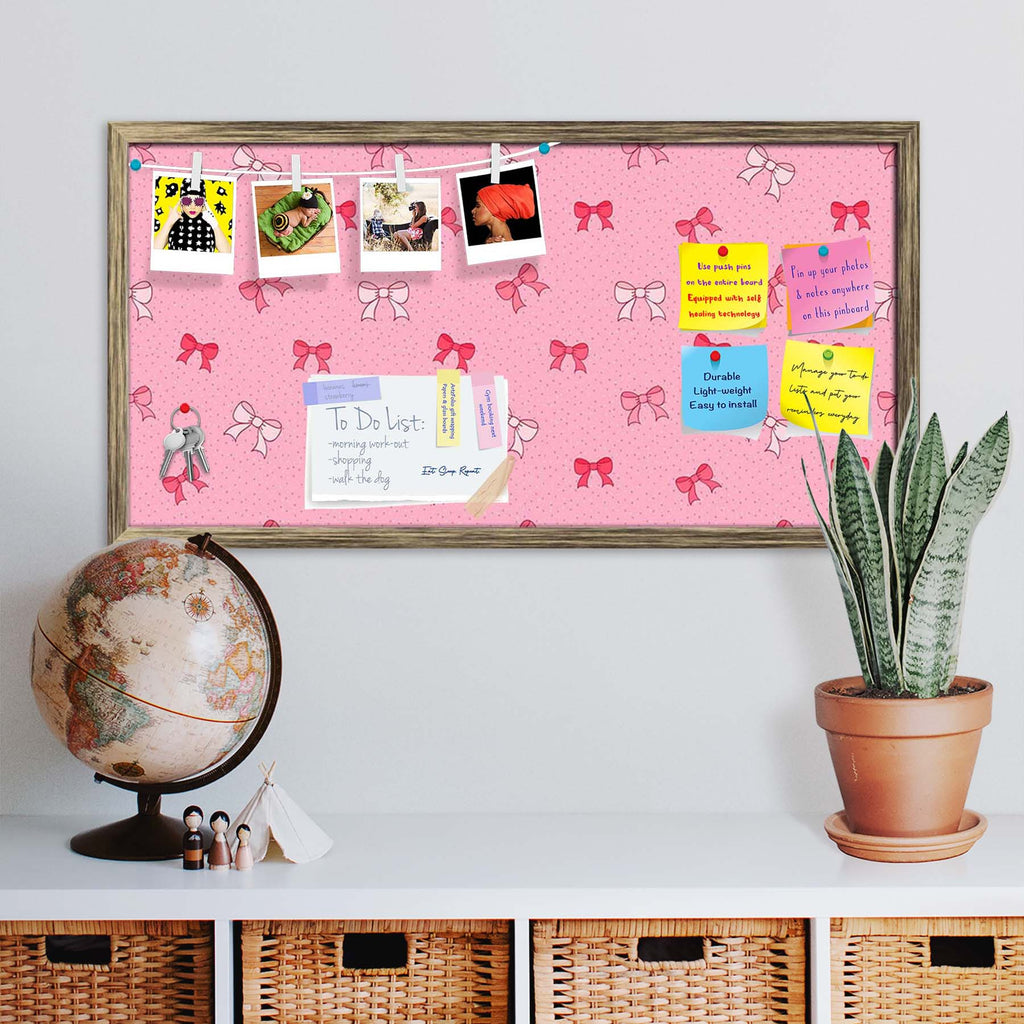 Pink Bows Bulletin Board Notice Pin Board Soft Board | Framed