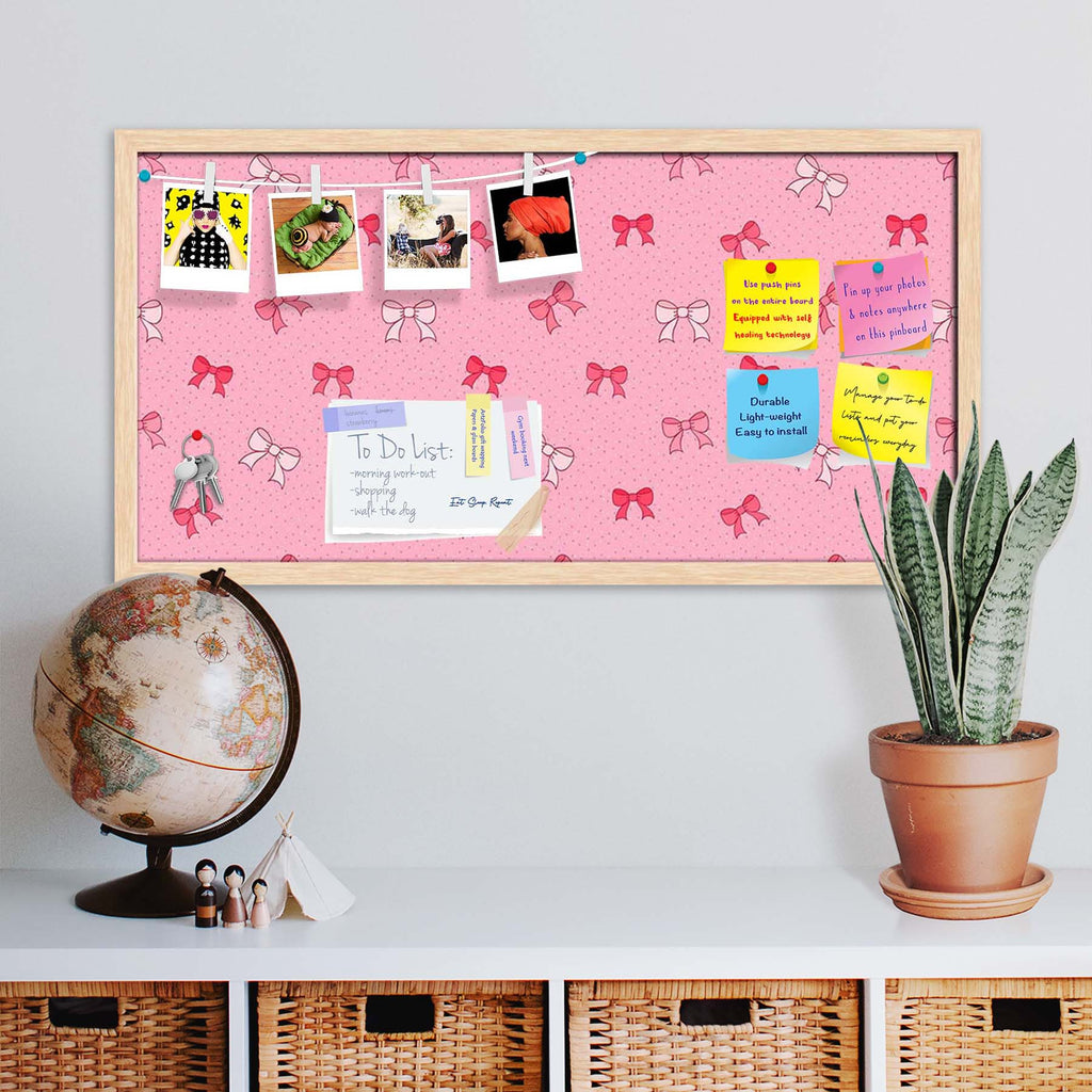 Pink Bows Bulletin Board Notice Pin Board Soft Board | Framed