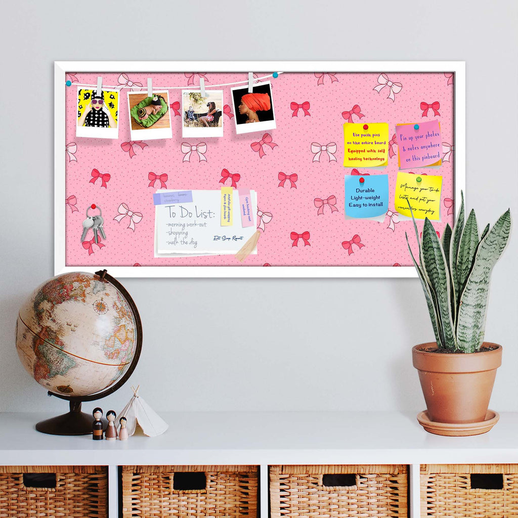 Pink Bows Bulletin Board Notice Pin Board Soft Board | Framed