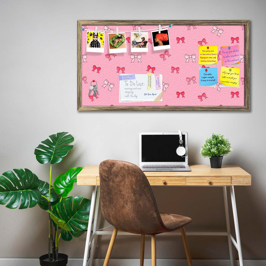 Pink Bows Bulletin Board Notice Pin Board Soft Board | Framed