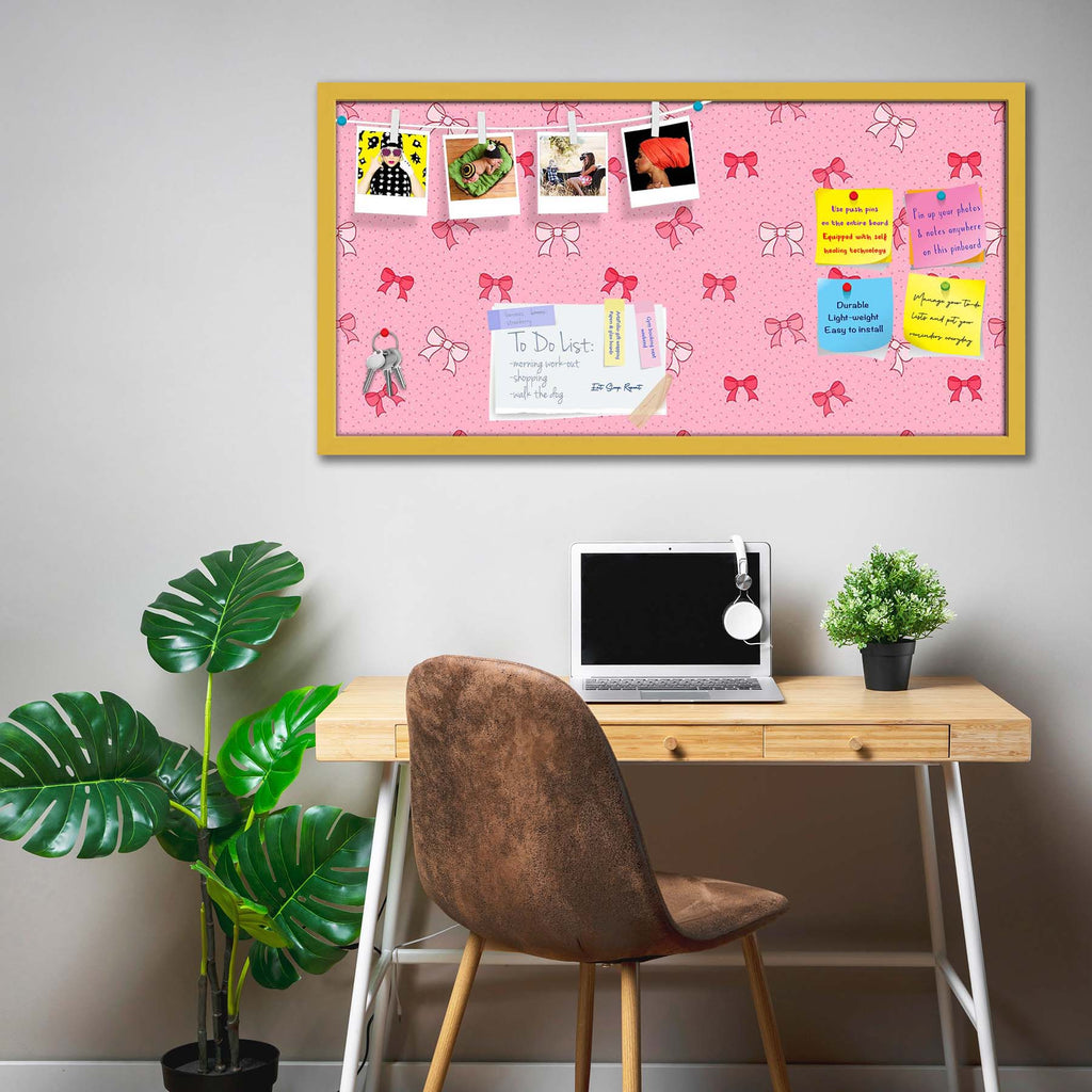 Pink Bows Bulletin Board Notice Pin Board Soft Board | Framed