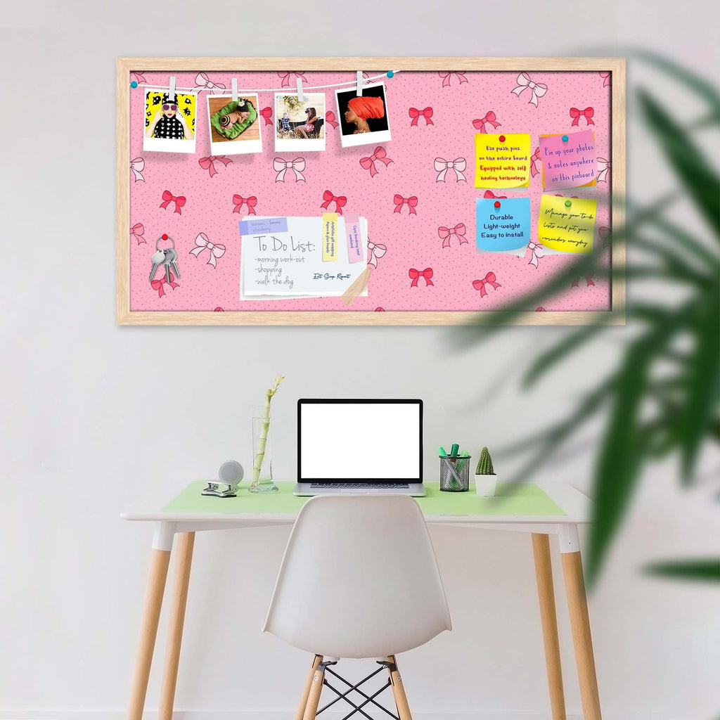 Pink Bows Bulletin Board Notice Pin Board Soft Board | Framed