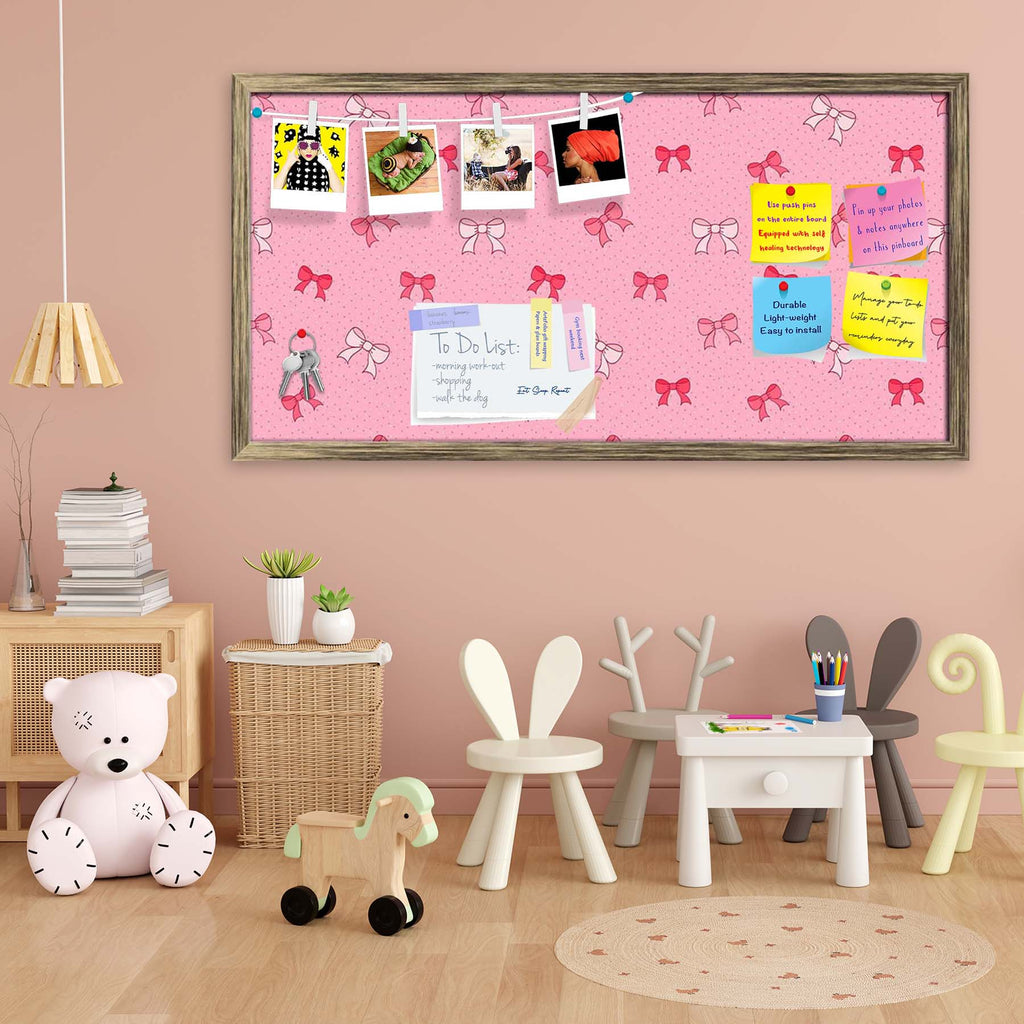 Pink Bows Bulletin Board Notice Pin Board Soft Board | Framed