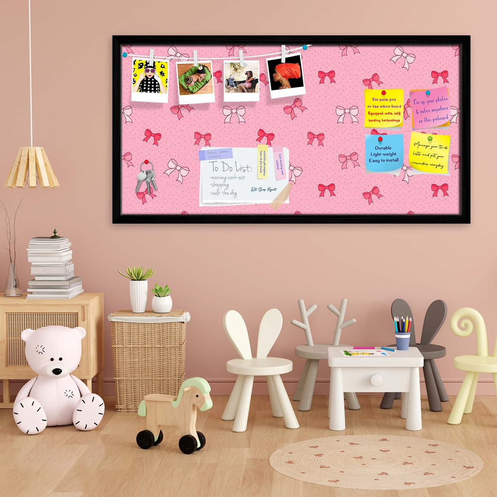 Pink Bows Bulletin Board Notice Pin Board Soft Board | Framed