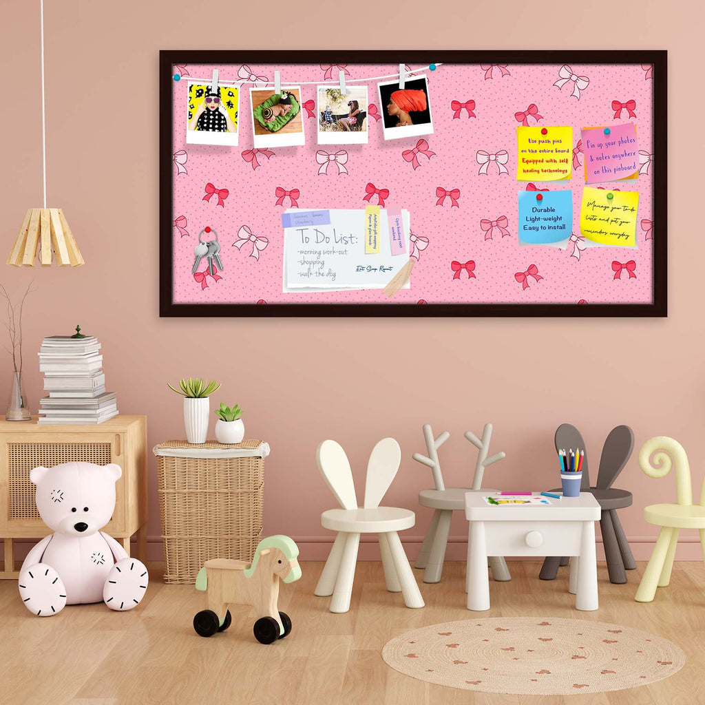 Pink Bows Bulletin Board Notice Pin Board Soft Board | Framed
