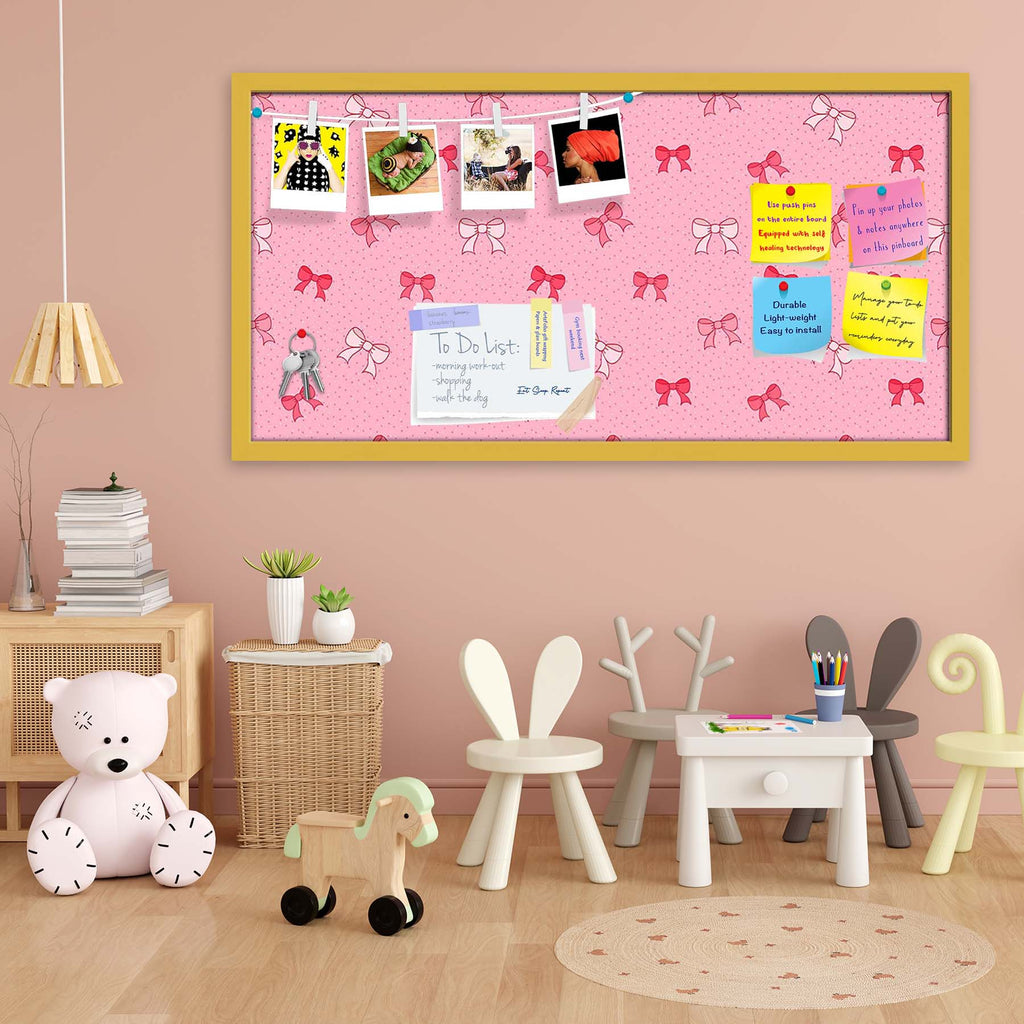 Pink Bows Bulletin Board Notice Pin Board Soft Board | Framed