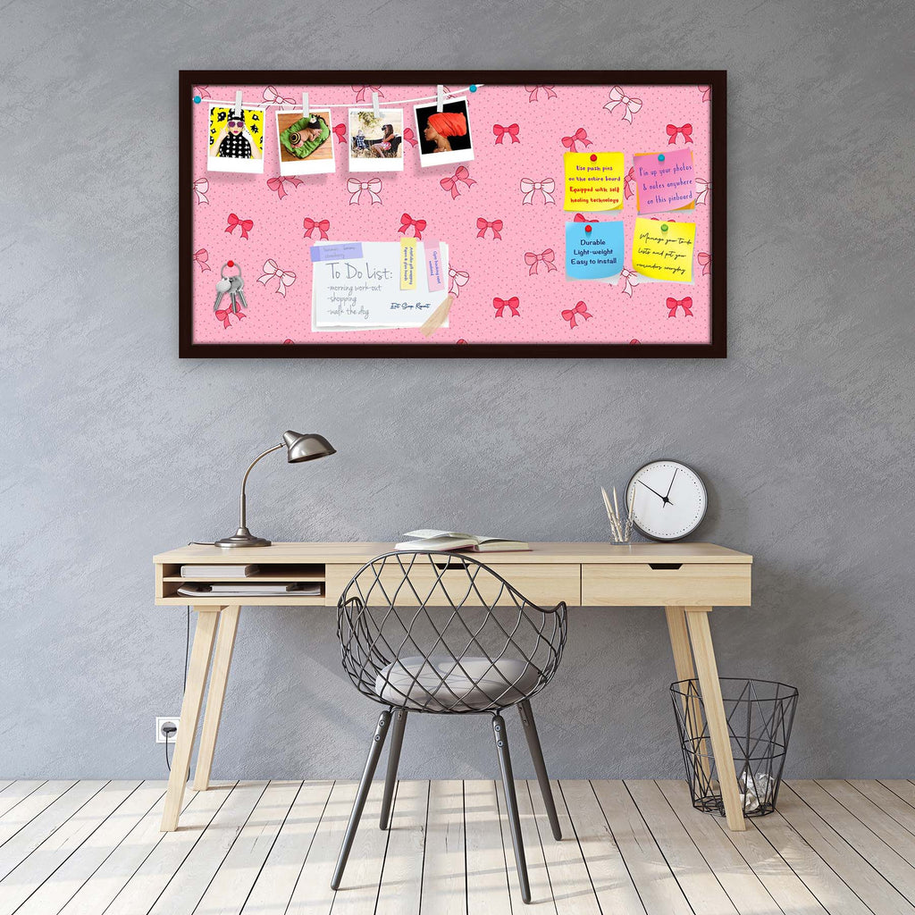 Pink Bows Bulletin Board Notice Pin Board Soft Board | Framed