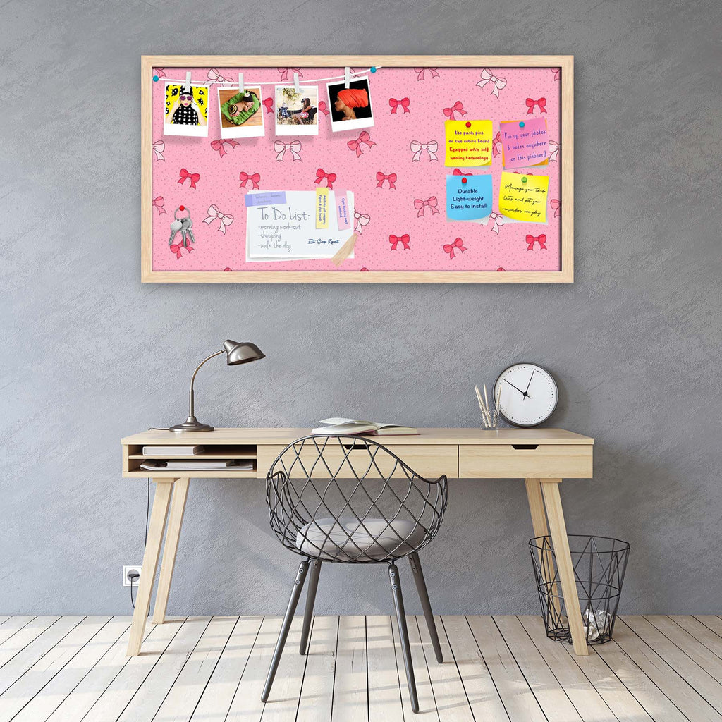 Pink Bows Bulletin Board Notice Pin Board Soft Board | Framed