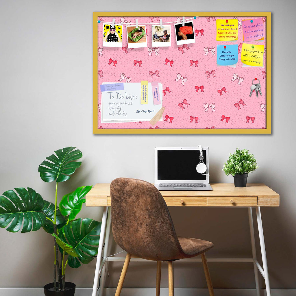 Pink Bows Bulletin Board Notice Pin Board Soft Board | Framed