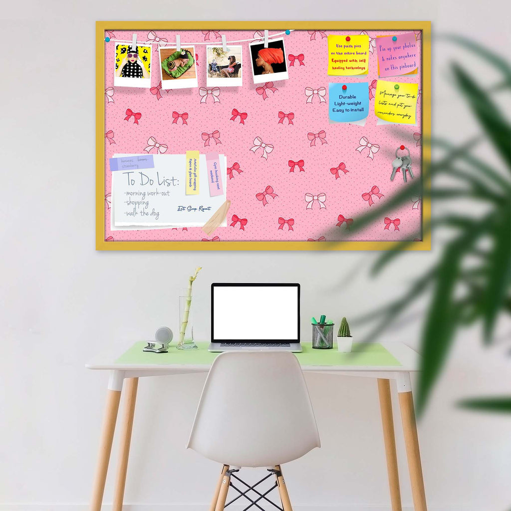 Pink Bows Bulletin Board Notice Pin Board Soft Board | Framed