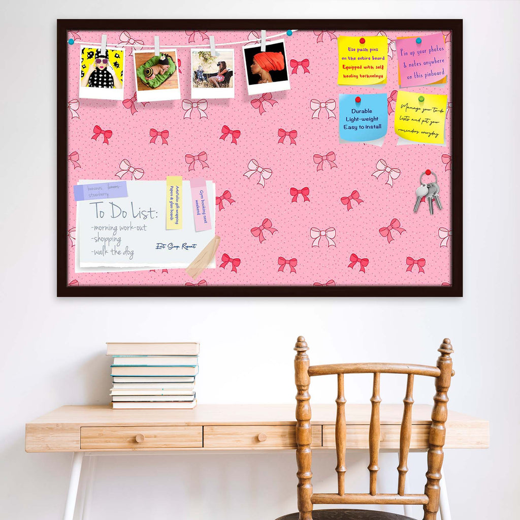 Pink Bows Bulletin Board Notice Pin Board Soft Board | Framed
