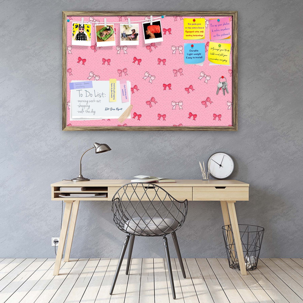 Pink Bows Bulletin Board Notice Pin Board Soft Board | Framed