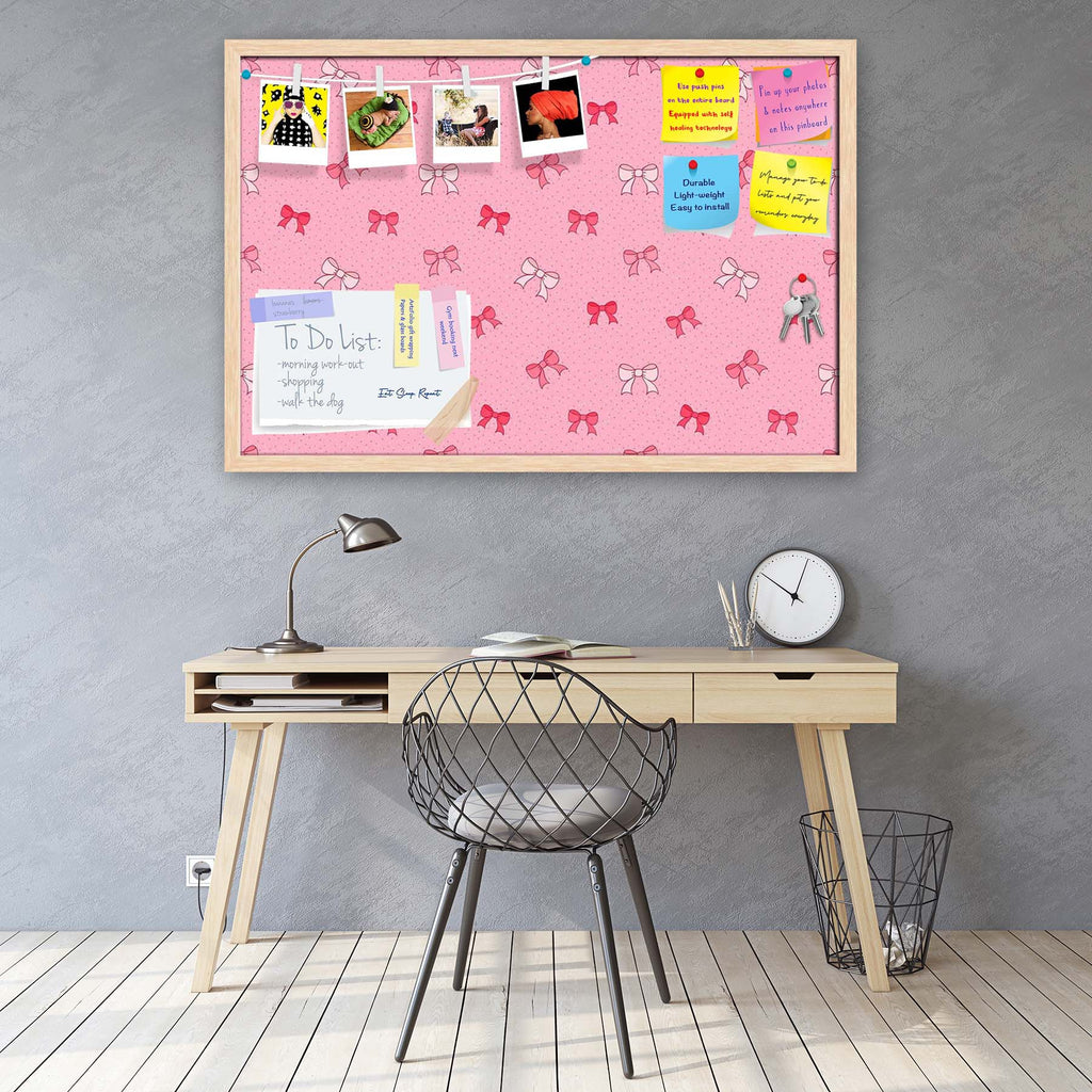 Pink Bows Bulletin Board Notice Pin Board Soft Board | Framed