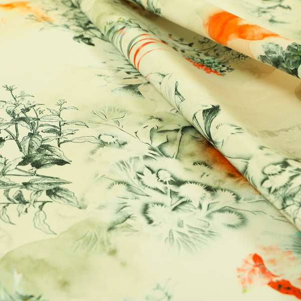 Freedom Printed Velvet Fabric Floral Scenery Greenery Pattern Colourful Upholstery Fabrics CTR-528 - Roman Blinds