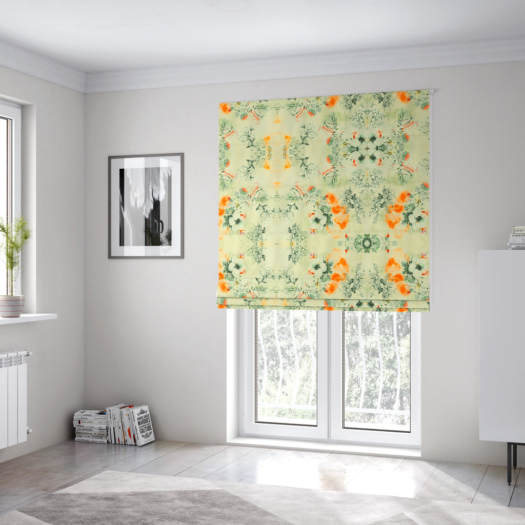 Freedom Printed Velvet Fabric Floral Scenery Greenery Pattern Colourful Upholstery Fabrics CTR-528 - Roman Blinds