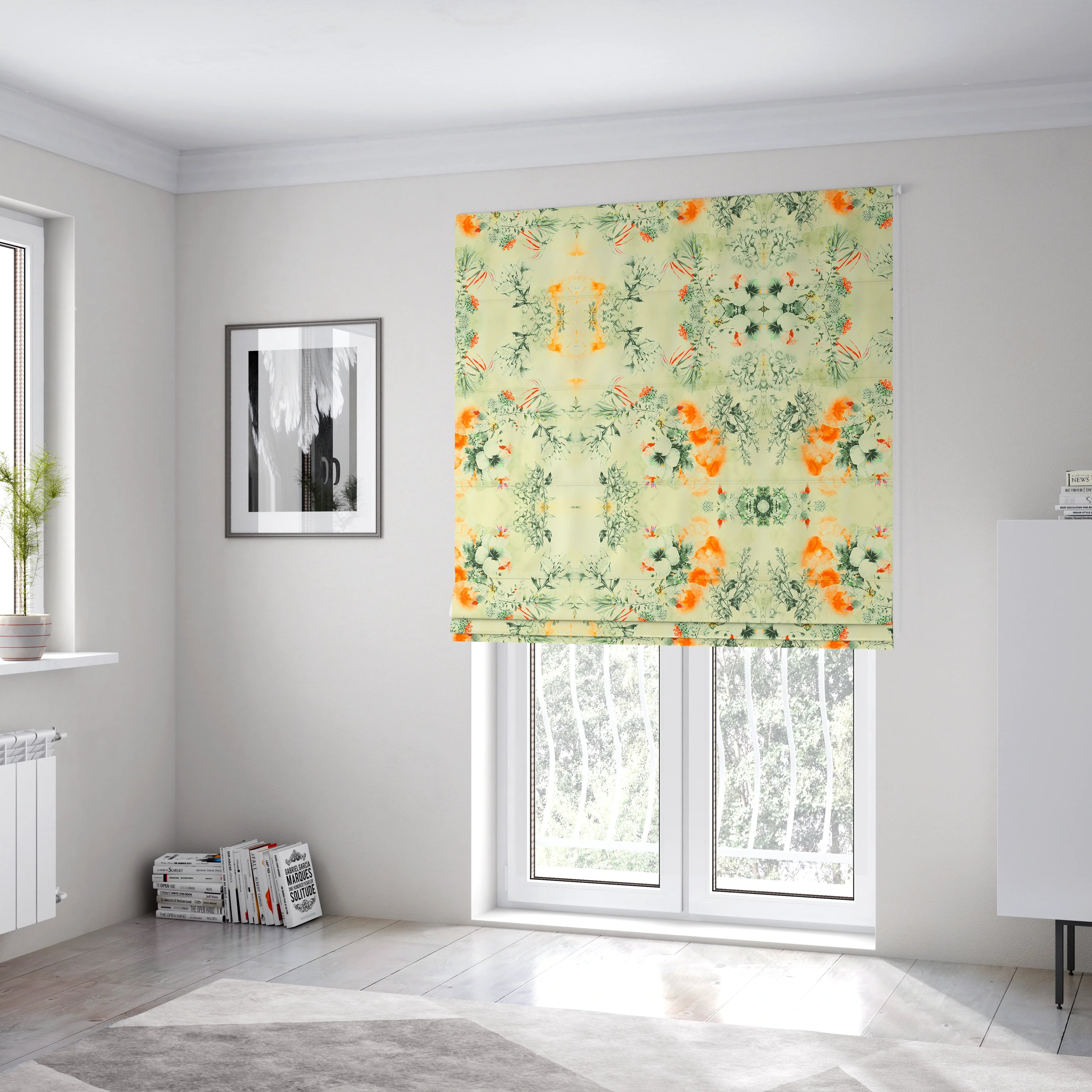 Freedom Printed Velvet Fabric Floral Scenery Greenery Pattern Colourful Upholstery Fabrics CTR-528 - Roman Blinds